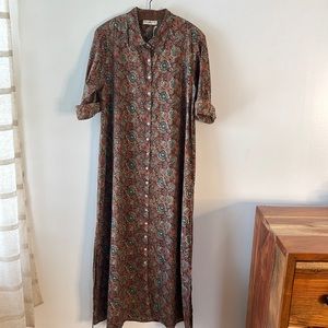 Natural Life NWOT Boho Button Down Cotton Maxi Shirt Dress.  Size Medium.